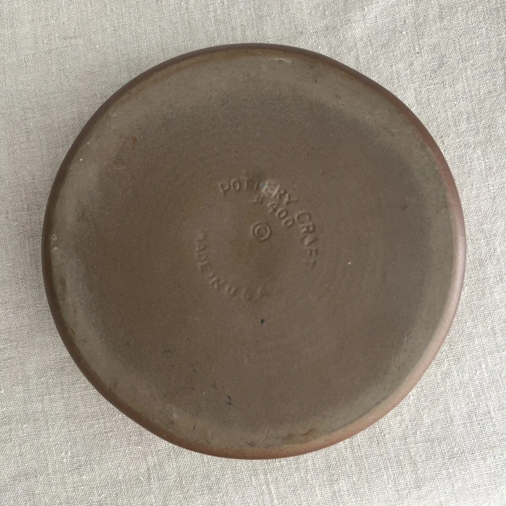 Pottery Craft Ashtray 7.5in Unisex MCM Stoneware #400 Brown USA Vintage Catchall